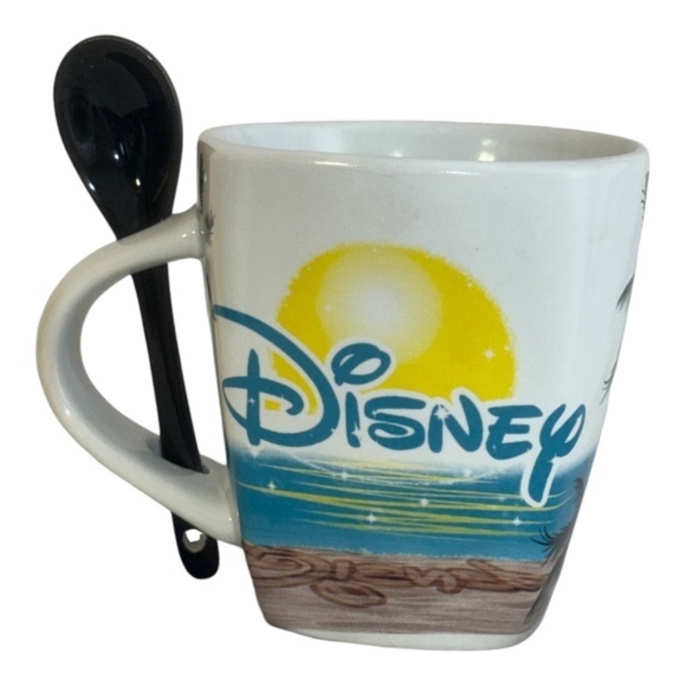Mickey Mouse DISNEY Sunset Mug With Spoon Jerry Leigh 8oz
